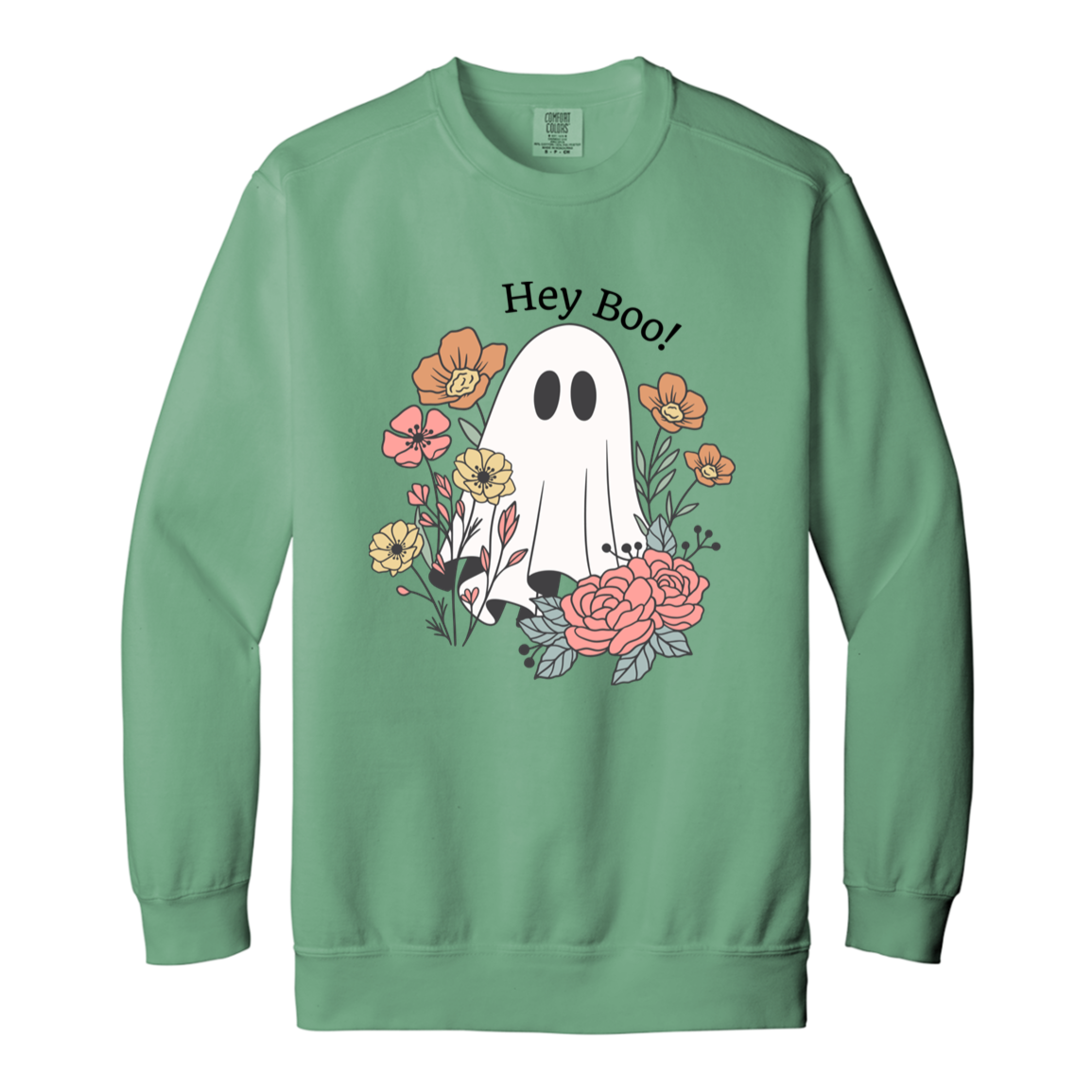 Floral Ghost "Hey Boo" Sweatshirt l Ghost l Flowers l Cute l Halloween l Fall