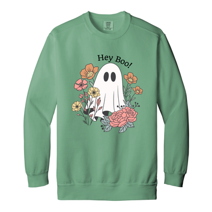 Floral Ghost "Hey Boo" Sweatshirt l Ghost l Flowers l Cute l Halloween l Fall