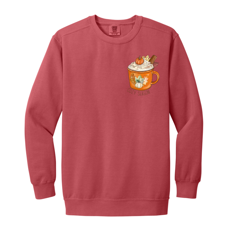 Pumpkin Spice Latte "Cozy Season" Adult Crewneck Sweatshirt l Pocket Design l Pumpkin Patch l PSL l Fall Shirt l Coffee l Basic