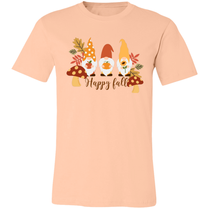 Gnome "Happy Fall" Short-Sleeve T-Shirt l Apple l Pumpkin l Sunflower l Mushrooms l Fall Leaves l Fall