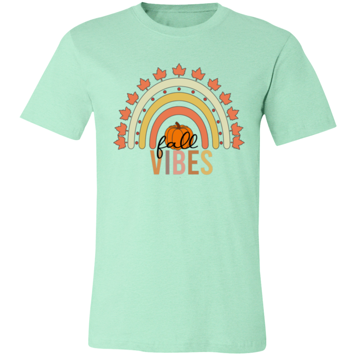 Rainbow "Fall Vibes" Short-Sleeve T-Shirt l Pumpkin Patch l Fall Leaves l Rainbow l Vibes l Leaves