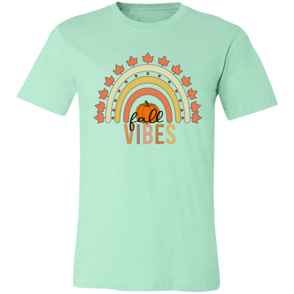 Rainbow "Fall Vibes" Short-Sleeve T-Shirt l Pumpkin Patch l Fall Leaves l Rainbow l Vibes l Leaves