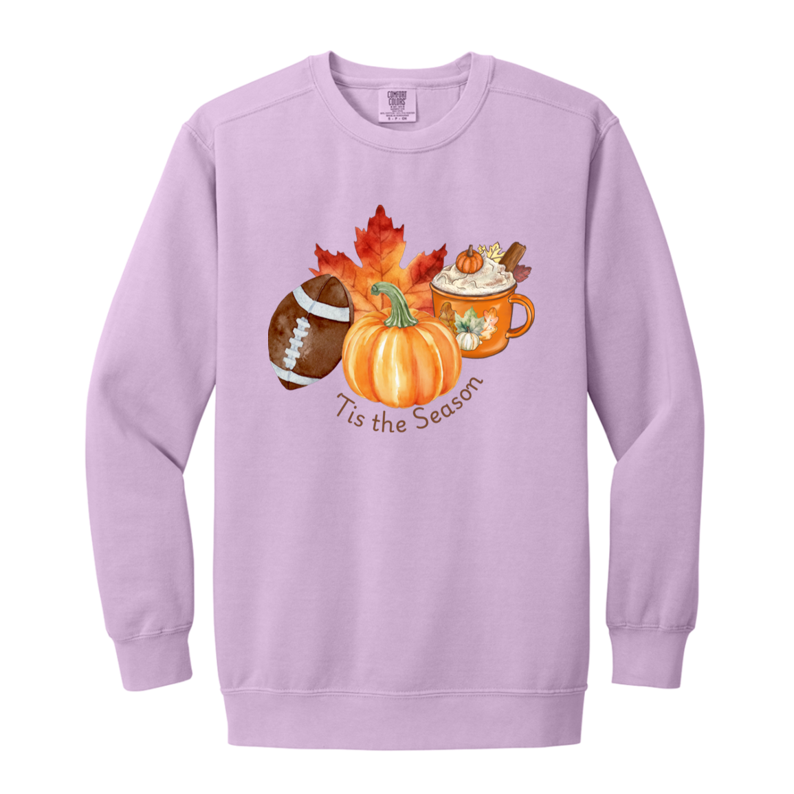 Fall "'Tis the Season" Adult Crewneck Sweatshirt l Pumpkins l Football l Leaves l  Pumpkin Spice l Latte l Cozy Season