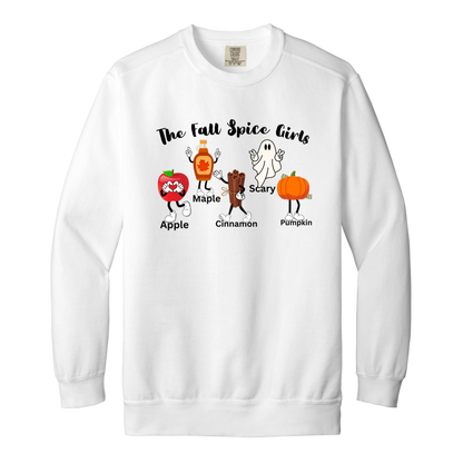 The "Fall Spice Girls" Adult Crewneck Sweatshirt l Apple l Pumpkin l Cinnamon l Maple l Ghost l Funny