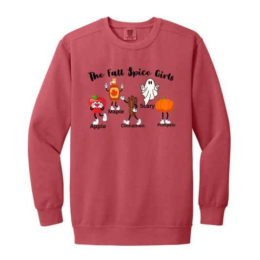 The "Fall Spice Girls" Adult Crewneck Sweatshirt l Apple l Pumpkin l Cinnamon l Maple l Ghost l Funny