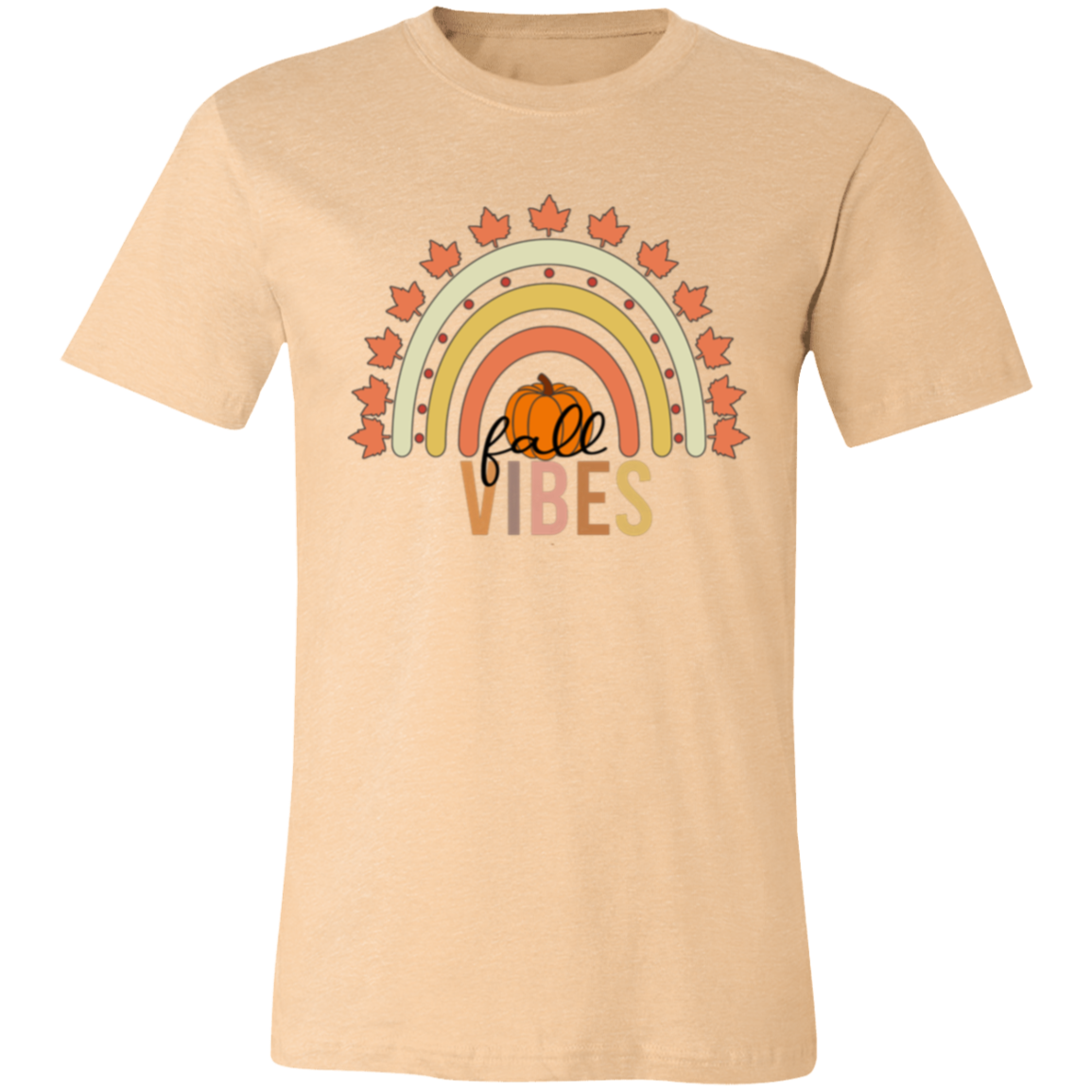 Rainbow "Fall Vibes" Short-Sleeve T-Shirt l Pumpkin Patch l Fall Leaves l Rainbow l Vibes l Leaves