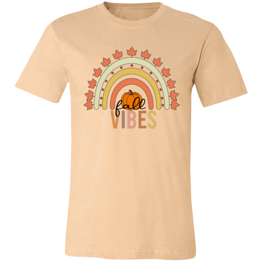 Rainbow "Fall Vibes" Short-Sleeve T-Shirt l Pumpkin Patch l Fall Leaves l Rainbow l Vibes l Leaves