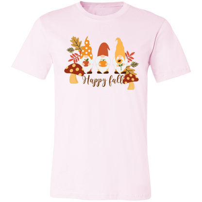 Gnome "Happy Fall" Short-Sleeve T-Shirt l Apple l Pumpkin l Sunflower l Mushrooms l Fall Leaves l Fall