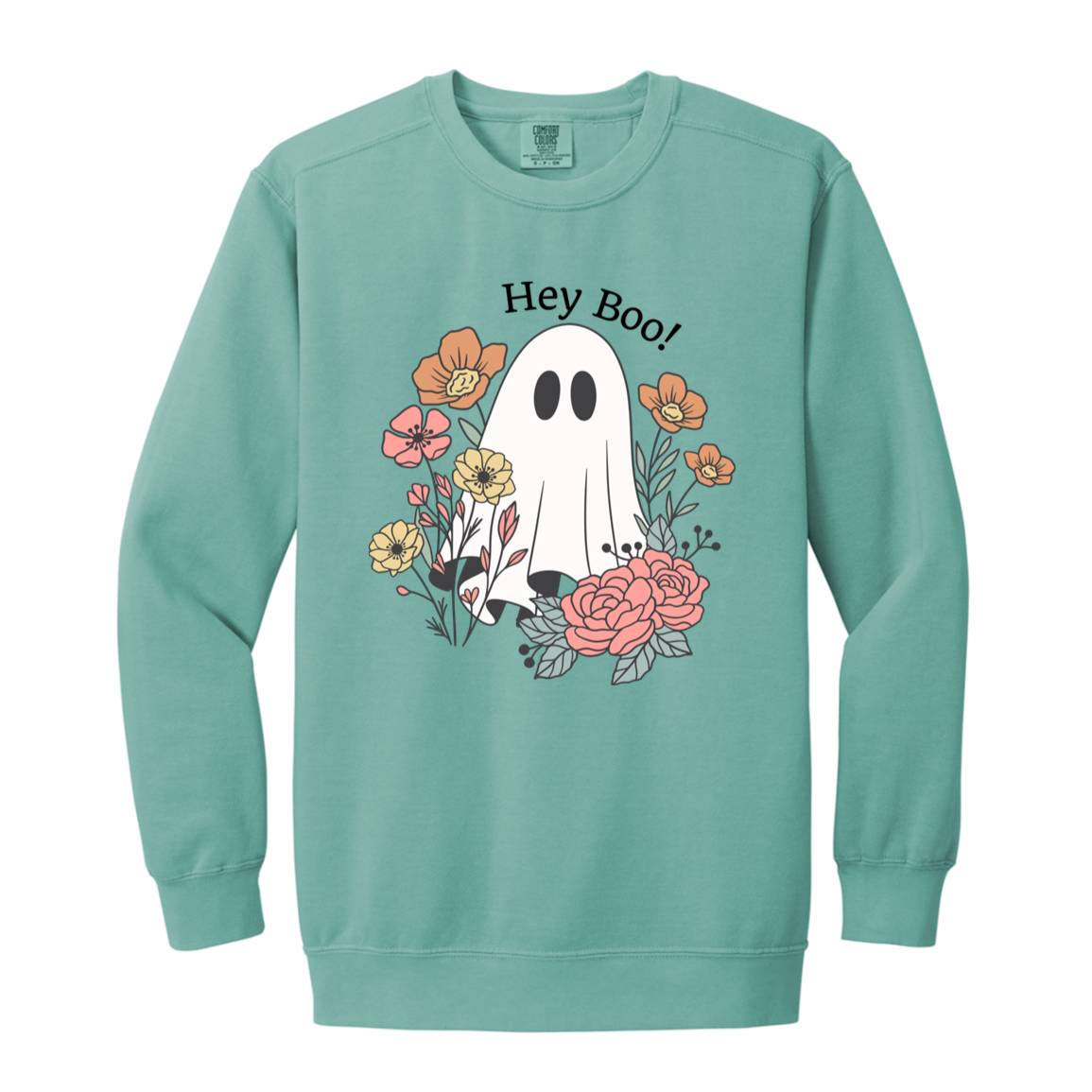 Floral Ghost "Hey Boo" Sweatshirt l Ghost l Flowers l Cute l Halloween l Fall