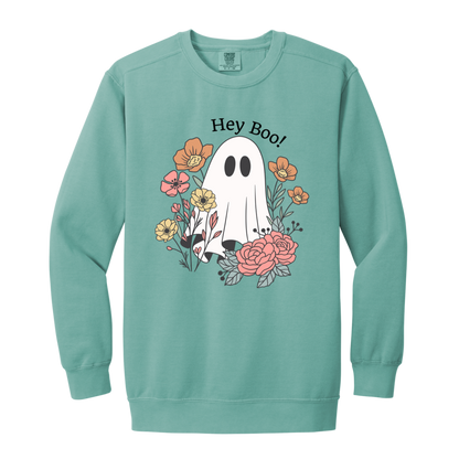 Floral Ghost "Hey Boo" Sweatshirt l Ghost l Flowers l Cute l Halloween l Fall