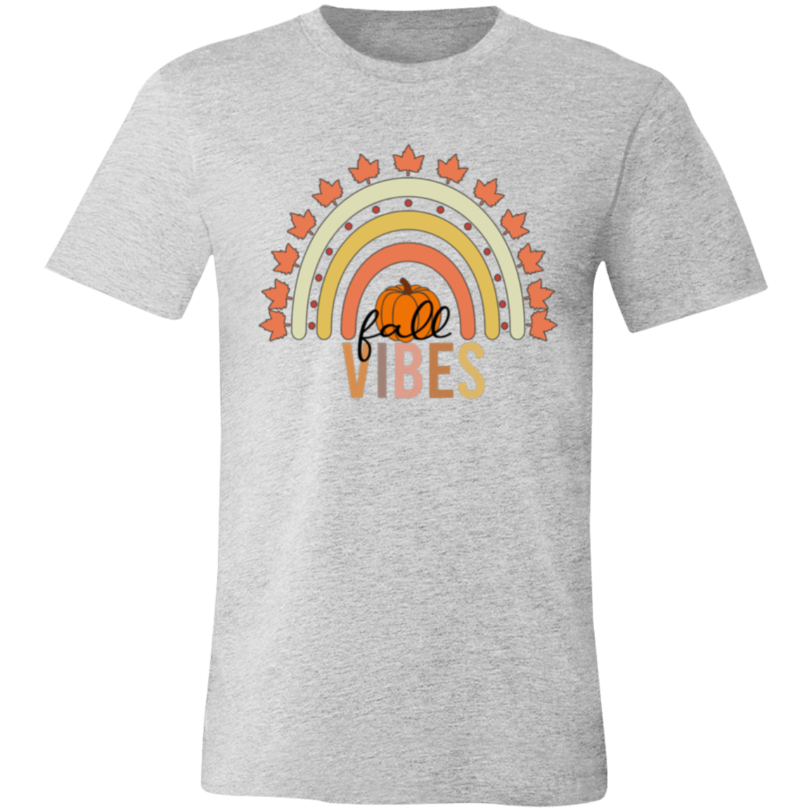 Rainbow "Fall Vibes" Short-Sleeve T-Shirt l Pumpkin Patch l Fall Leaves l Rainbow l Vibes l Leaves