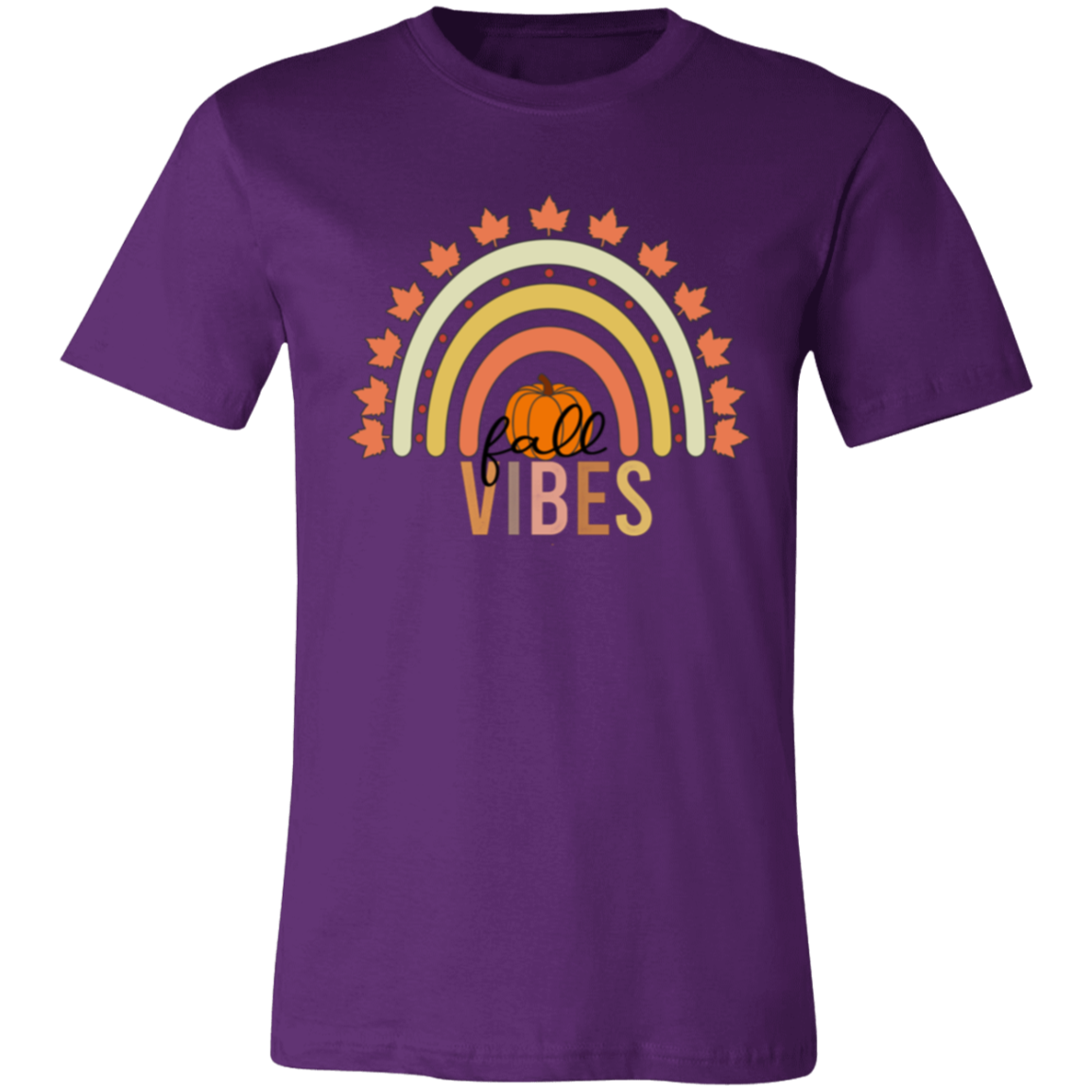 Rainbow "Fall Vibes" Short-Sleeve T-Shirt l Pumpkin Patch l Fall Leaves l Rainbow l Vibes l Leaves