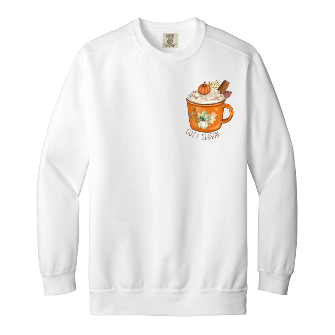 Pumpkin Spice Latte "Cozy Season" Adult Crewneck Sweatshirt l Pocket Design l Pumpkin Patch l PSL l Fall Shirt l Coffee l Basic