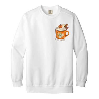 Pumpkin Spice Latte "Cozy Season" Adult Crewneck Sweatshirt l Pocket Design l Pumpkin Patch l PSL l Fall Shirt l Coffee l Basic