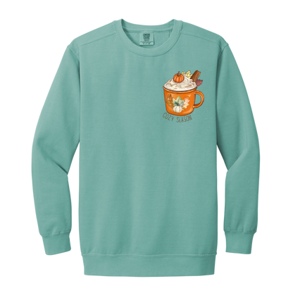 Pumpkin Spice Latte "Cozy Season" Adult Crewneck Sweatshirt l Pocket Design l Pumpkin Patch l PSL l Fall Shirt l Coffee l Basic