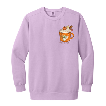 Pumpkin Spice Latte "Cozy Season" Adult Crewneck Sweatshirt l Pocket Design l Pumpkin Patch l PSL l Fall Shirt l Coffee l Basic