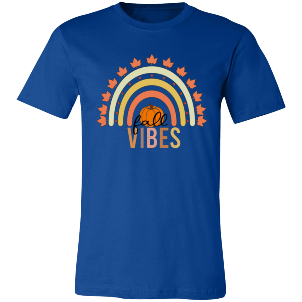 Rainbow "Fall Vibes" Short-Sleeve T-Shirt l Pumpkin Patch l Fall Leaves l Rainbow l Vibes l Leaves