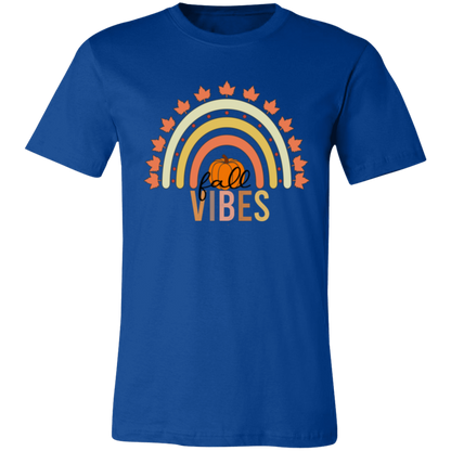 Rainbow "Fall Vibes" Short-Sleeve T-Shirt l Pumpkin Patch l Fall Leaves l Rainbow l Vibes l Leaves