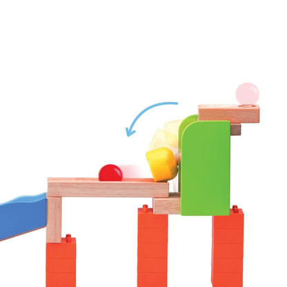 Premium Wooden Marble Run Set for Kids - 24 Building Pieces and 1 Marble - Assembly Guide Included