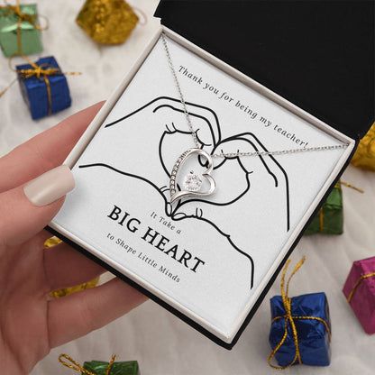 It Takes a Big Heart to Shape Little Minds l Forever Love Teacher's Necklace l Teacher Gift