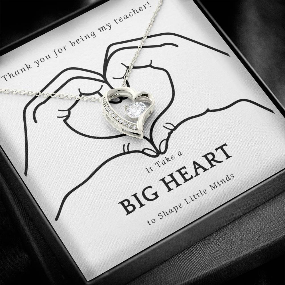 It Takes a Big Heart to Shape Little Minds l Forever Love Teacher's Necklace l Teacher Gift