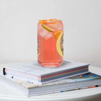 Skull and Moon Can Shaped Cup with Lid and Straw