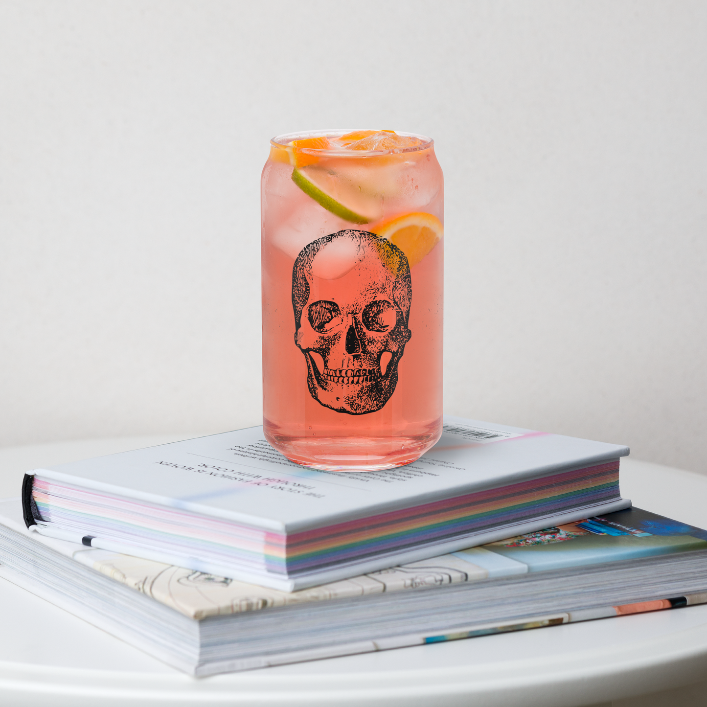 Textbook Skull Can Shaped Cup with Lid and Straw