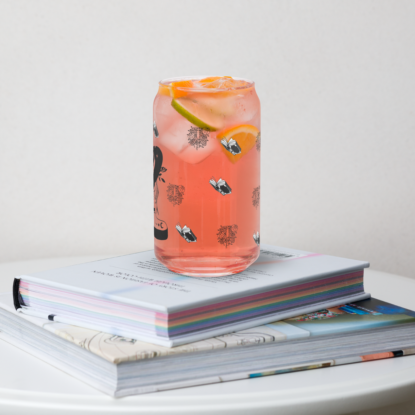 Witch and Books Can Shaped Cup with Lid and Straw