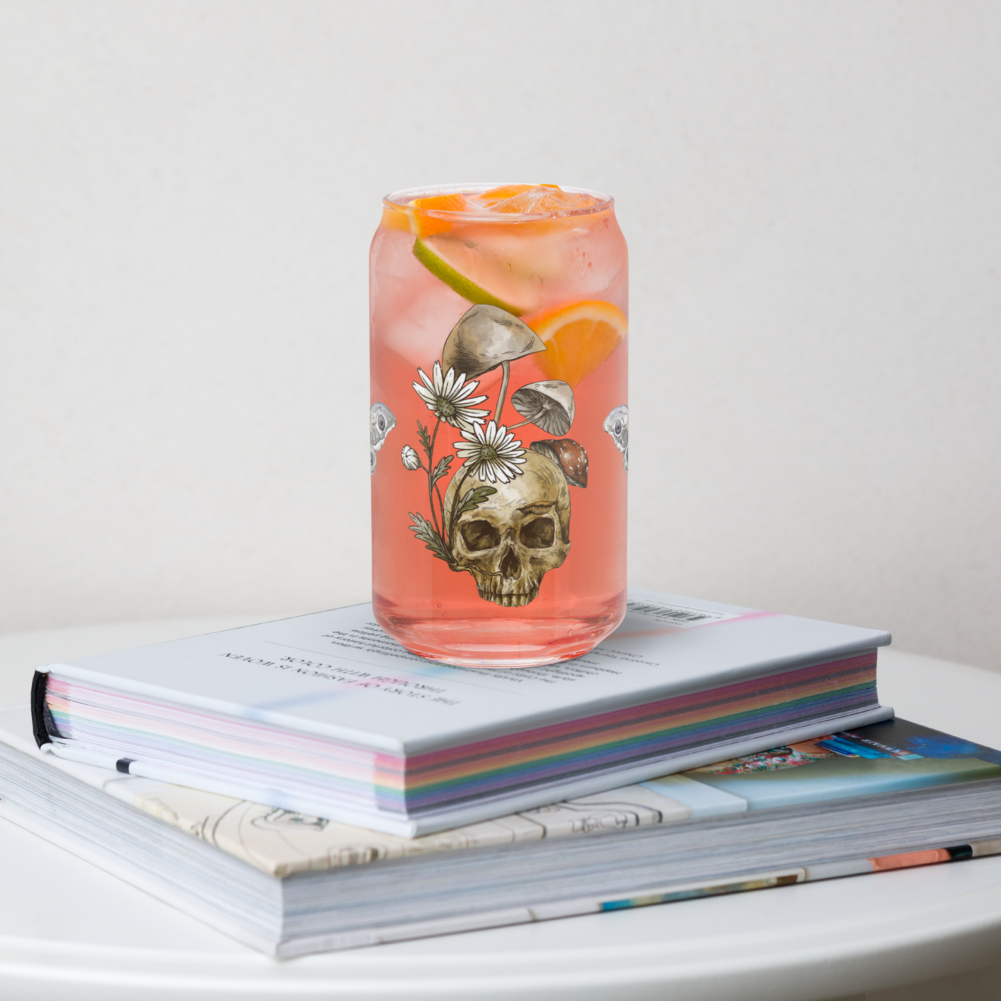 Spooky Cottage Skull Can Shaped Cup with Lid and Straw