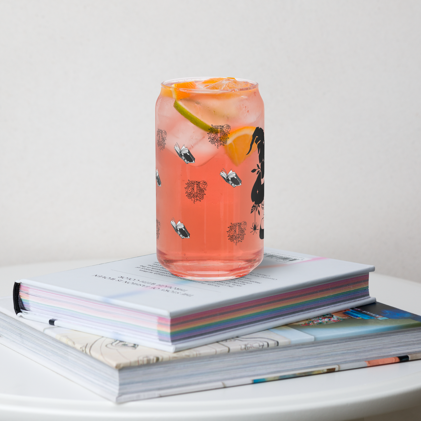 Witch and Books Can Shaped Cup with Lid and Straw