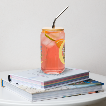 Skull and Moon Can Shaped Cup with Lid and Straw