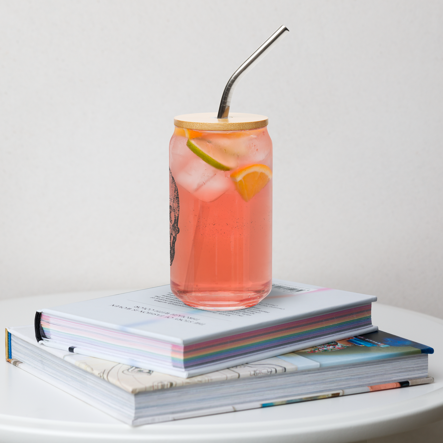 Textbook Skull Can Shaped Cup with Lid and Straw