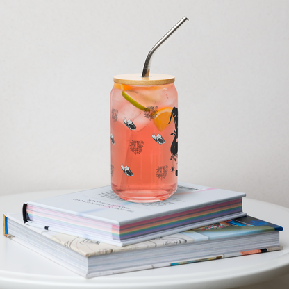 Witch and Books Can Shaped Cup with Lid and Straw