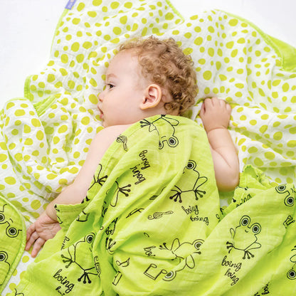 Cacha Frog 100% Cotton Swaddle Blanket Set of 2 with Storage Bag