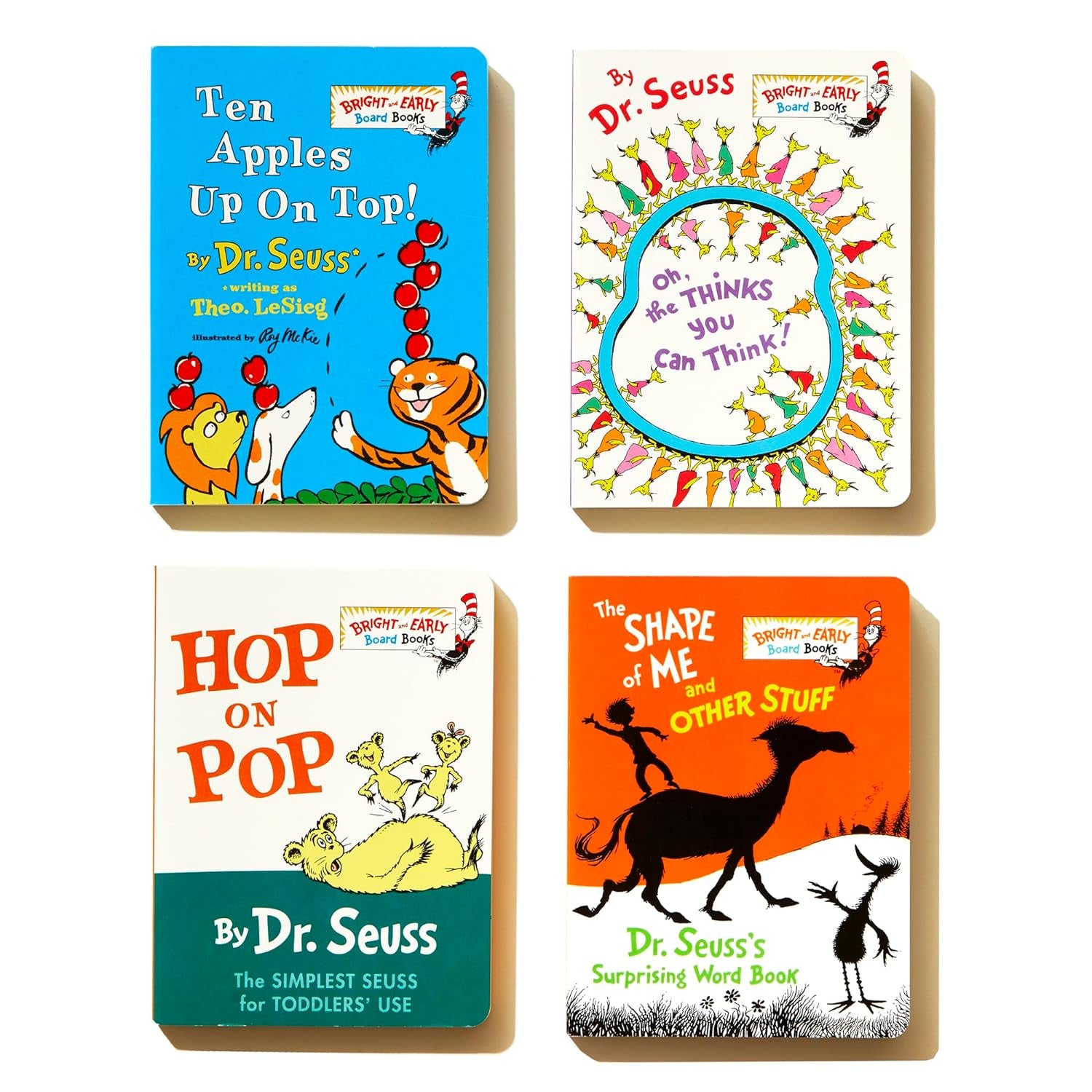 The Little Blue Boxed Set of 4 Bright and Early Board Books: Hop on Pop; Oh, the Thinks You Can Think!; Ten Apples up on Top!; the Shape of Me and Other Stuff (Bright & Early Board Books(Tm))