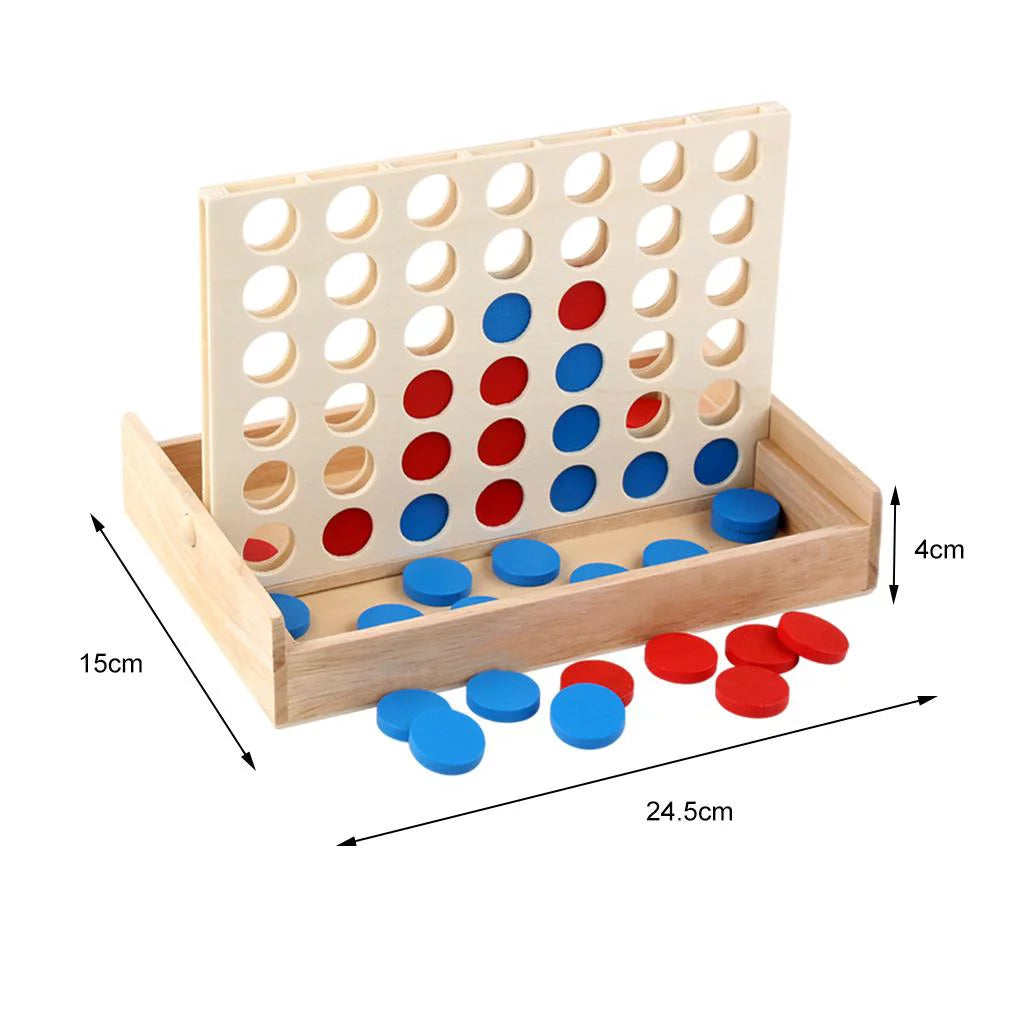 Classic Family 4 in a Row Game: Wooden Fold and Store Game