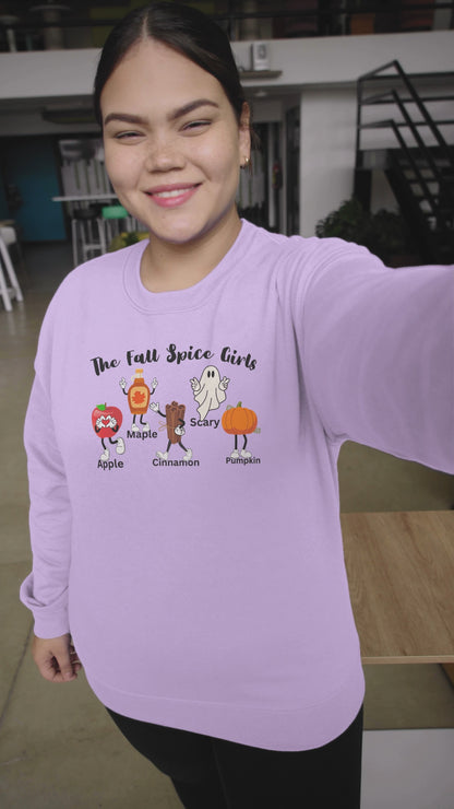 The "Fall Spice Girls" Adult Crewneck Sweatshirt l Apple l Pumpkin l Cinnamon l Maple l Ghost l Funny