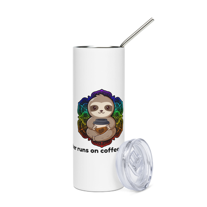 "This Teacher Runs on Coffee and Kind Words" Stainless steel tumbler